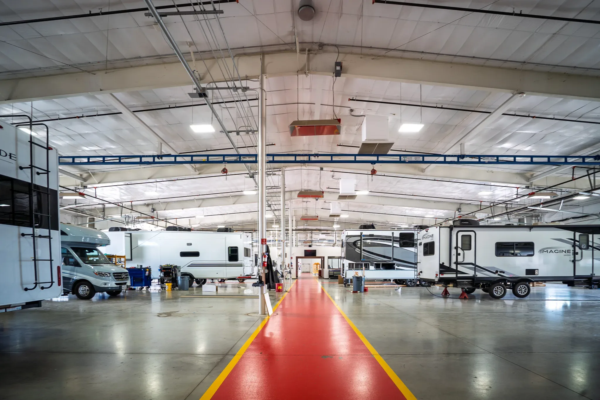 Showroom inside McClain's Longhorn RV in Sanger, Texas, built by The Charles Morgan Group